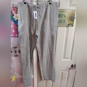 Isle Bay Linens Men 100% Linen Breathable Waist Gray Drawstring Size 38 Beach